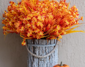 Artificial Mums Flowers: Orange & Yellow Fall Decor