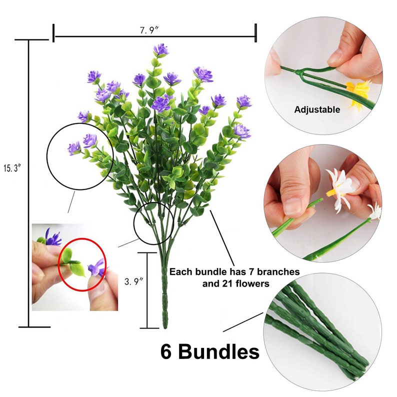 Artificial Flowers Outdoor Fake Plants 24 Bundles Outside Etsy