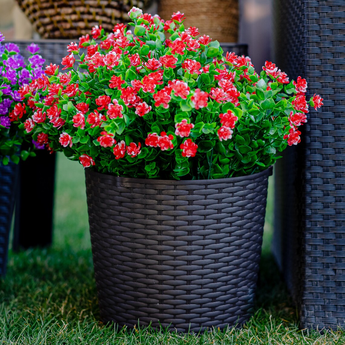 Artificial Flowers Outdoor Plastic Plants 24 Bundles Spring Etsy