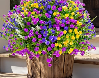 UV Resistant Artificial Boxwood: Outdoor Fake Plants, Multicolor Greenery