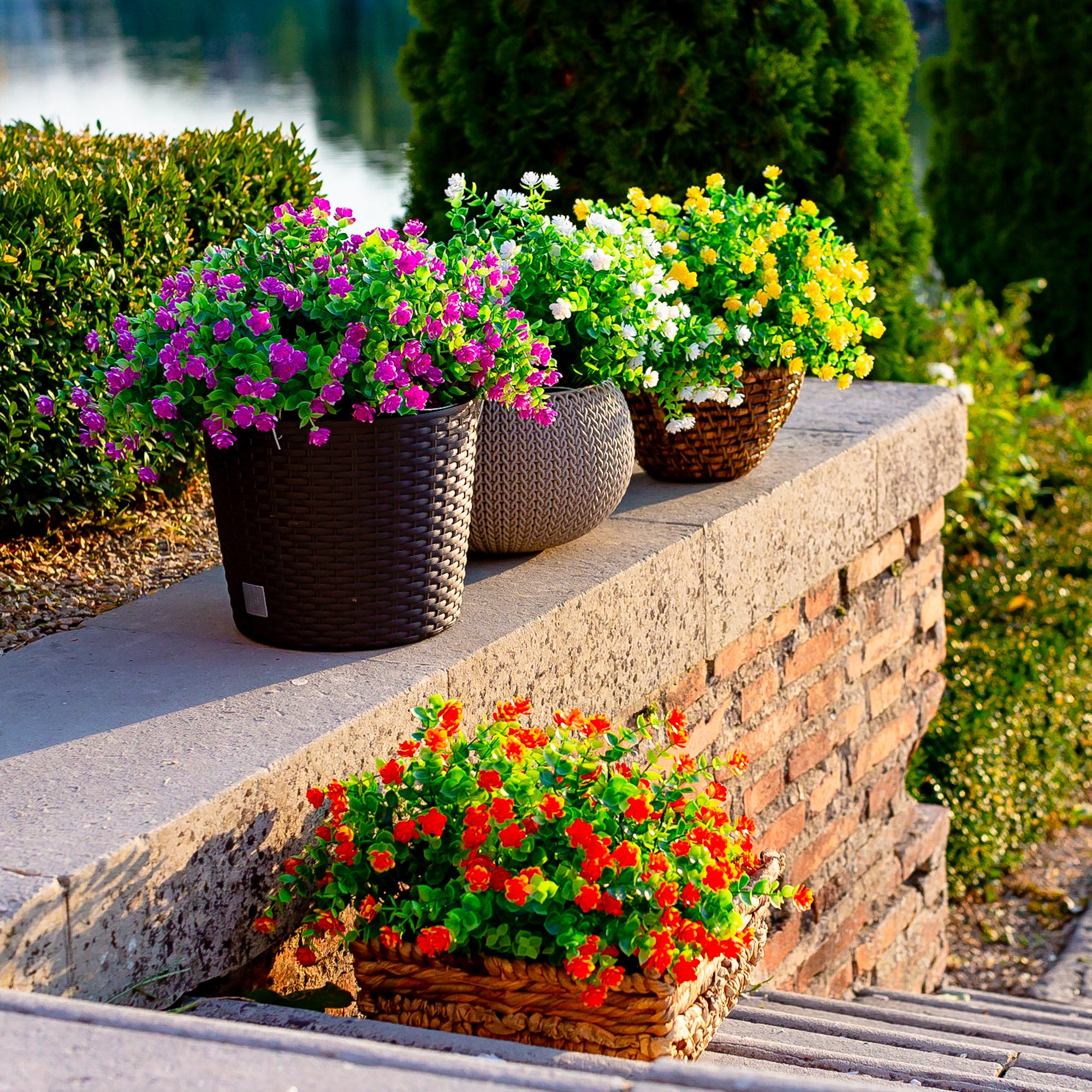 Artificial Mums Flowers Outdoor Plastic Plants 24 Bundles Etsy