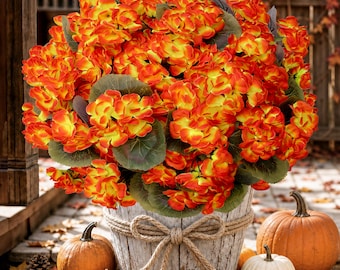 AXYLEX Artificial Geraniums for Outdoors, Fall Orange Yellow Mix