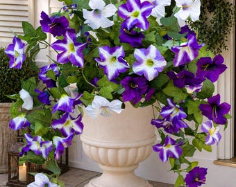 2 Pcs of Artificial Petunias Outdoor UV Resistant Faux Flowers