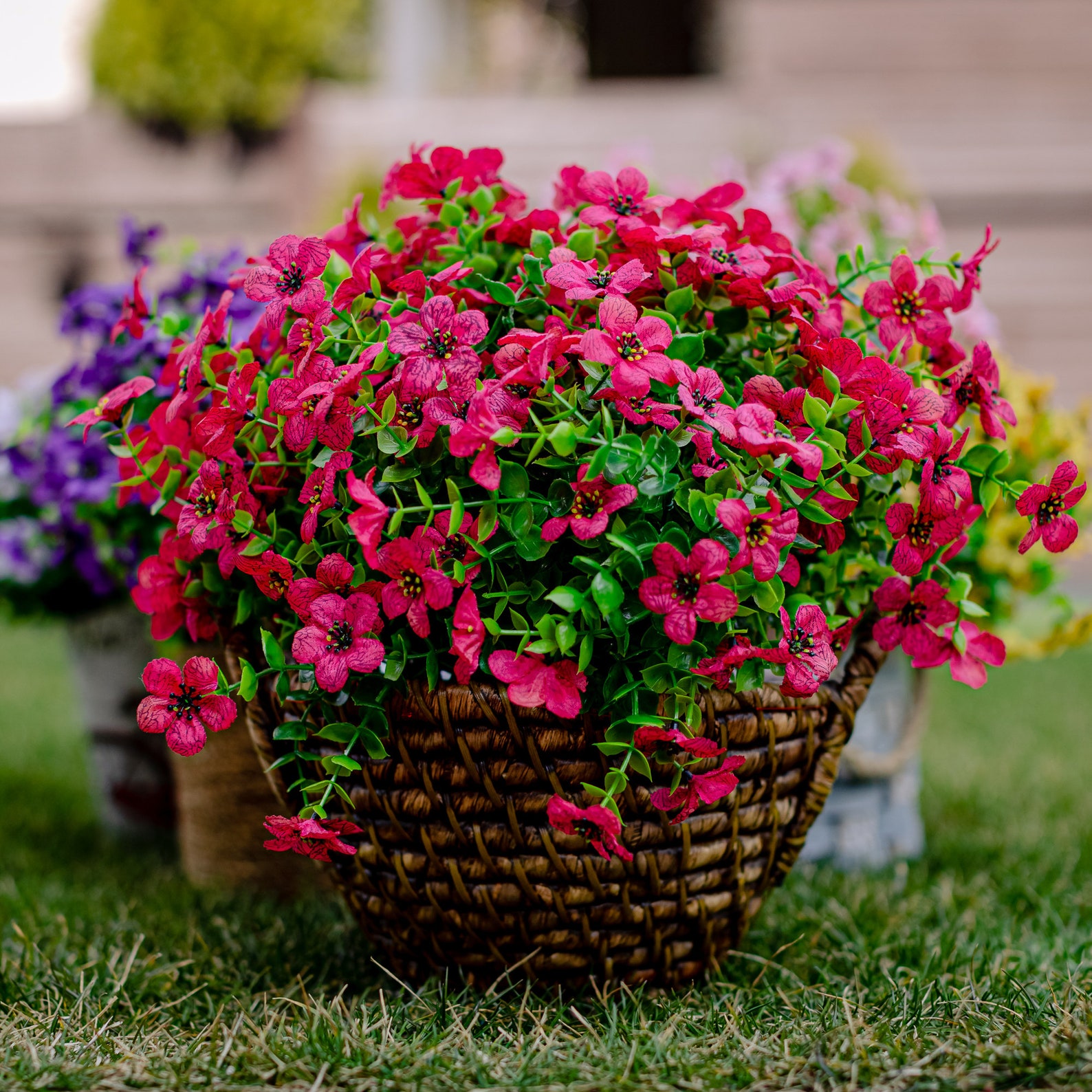 Artificial Flowers Outdoor Fake Plants Silk Plastic Outside Etsy