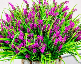Artificial Lavender Flowers: UV Resistant Magenta Faux Shrubs - 20 Bundles