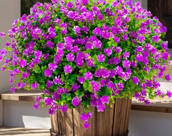 UV Resistant Magenta Artificial Flowers: Outdoor Greenery Shrubs