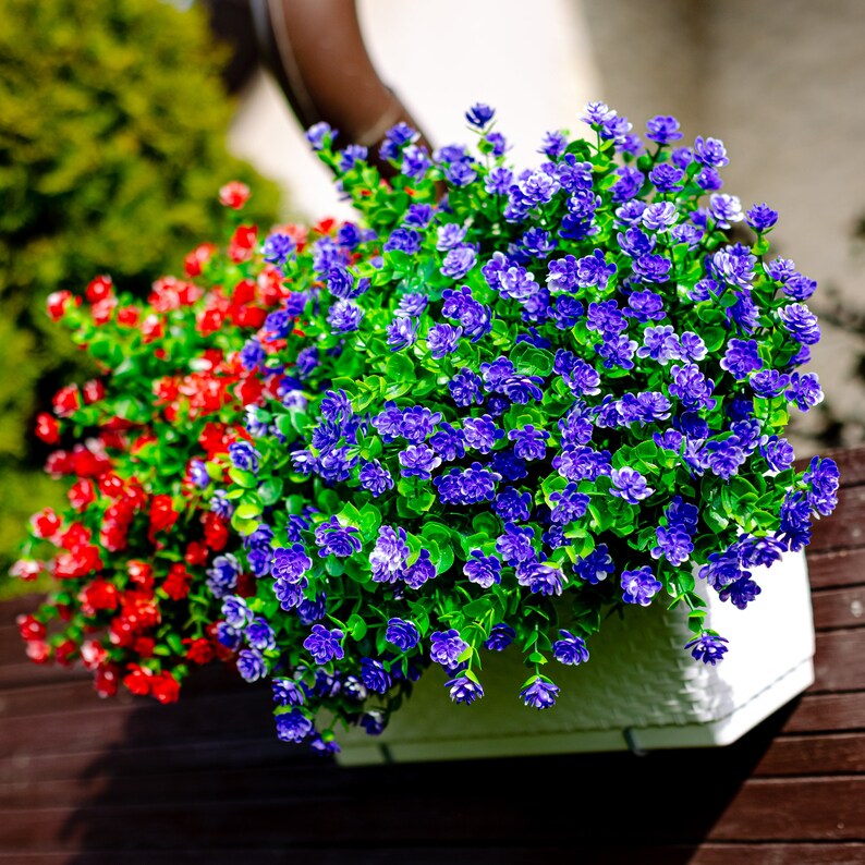 Artificial Flowers Outdoor Fake Plants 24 Bundles Outside Etsy