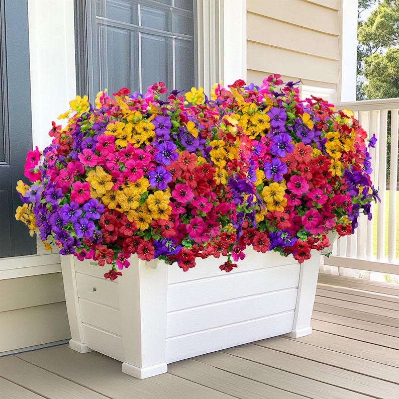 UV Resistant Artificial Flowers - Colorful Outdoor Faux Greenery image 2