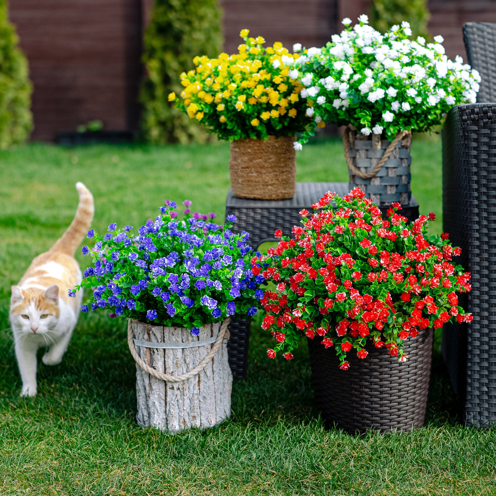 Artificial Flowers Outdoor Plastic Plants 24 Bundles Spring Etsy