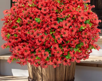 UV Resistant Red Artificial Flowers – Outdoor Home Decor