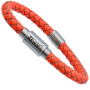 ZISANOPOWER Various Colors & Sizes - Genuine Leather Bracelet Men Women - Magnetic Clasp Stainless Steel Bracelet Men - Jewelry Women Gifts