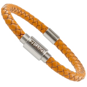 ZISANOPOWER Various Colors & Sizes - Genuine Leather Bracelet Men Women - Magnetic Clasp Stainless Steel Bracelet Men - Jewelry Women Gifts
