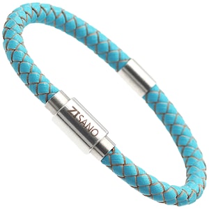 ZISANOPOWER Various Colors & Sizes - Genuine Leather Bracelet Men Women - Magnetic Clasp Stainless Steel Bracelet Men - Jewelry Women Gifts