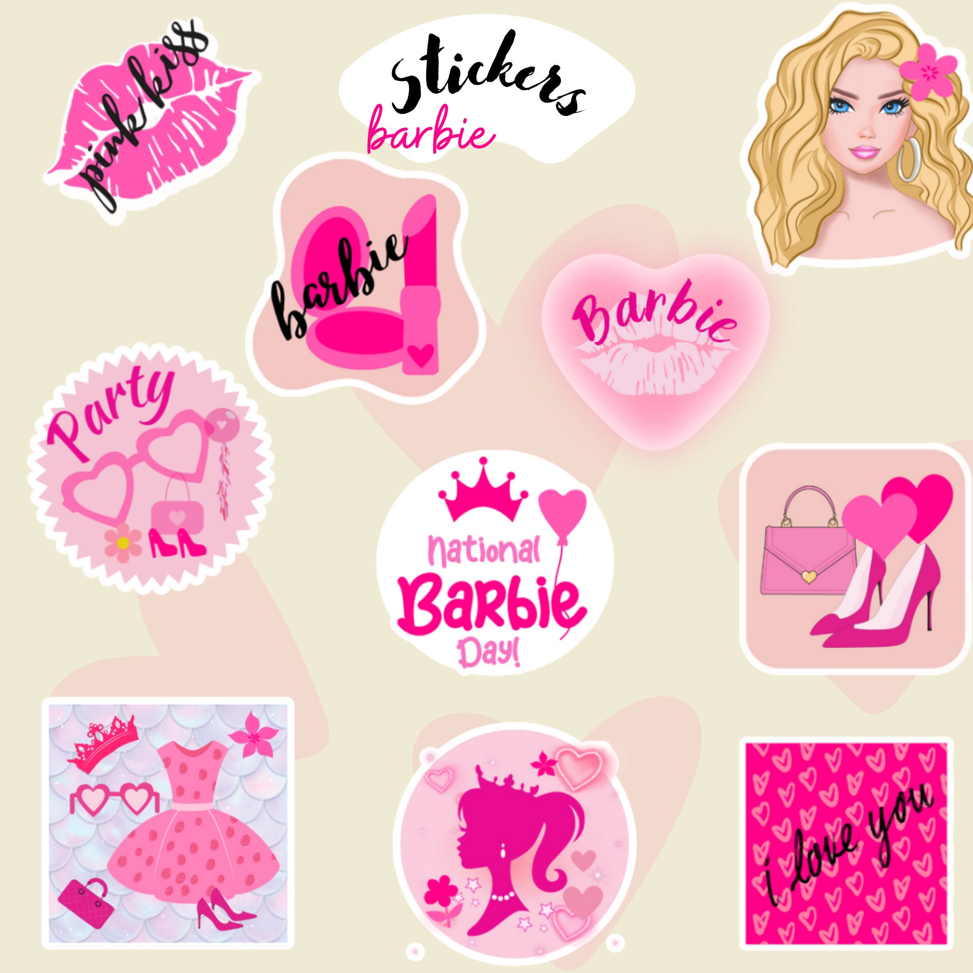 Barbie Stickers Sheets Digital Printable Sticker Barbie Sticker Barbie  Decoration Printable Digital Sticker Endless Print 