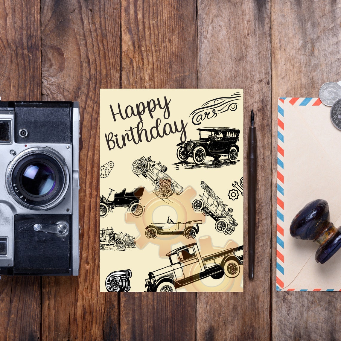 Happy Birthday Card Digital Printable Vintage Chic Printable Digital ...