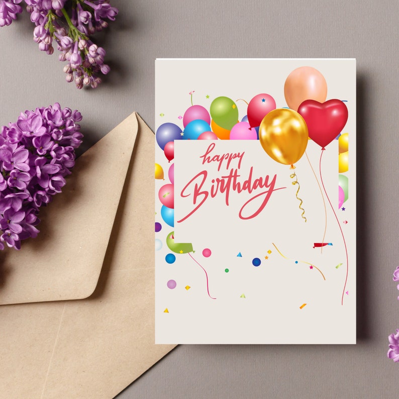 Happy Birthday Card Digital Printable Trendy Modern Chic - Etsy