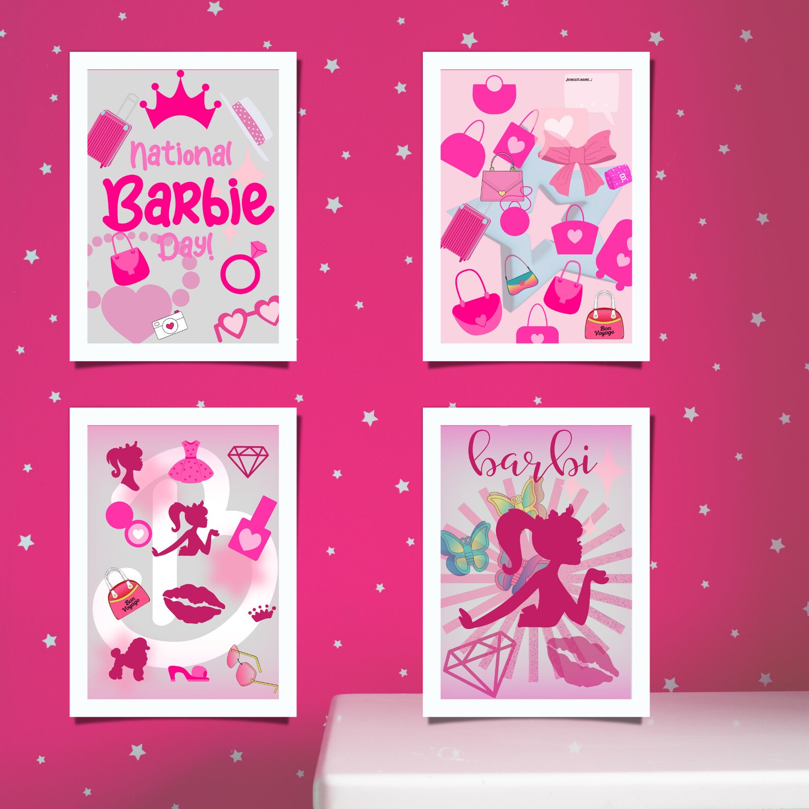Barbie Digital Wall Art Set of 4 Barbie Wall Art Instant Download Printable Digital Wall Art ...