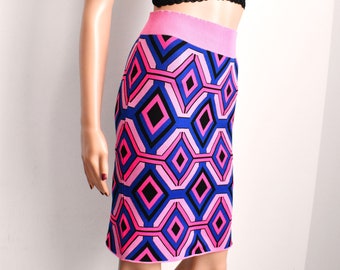 Geometric Jacquard Knit Skirt, - Etsy