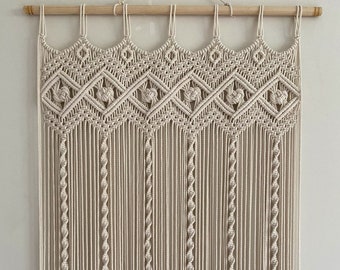 Boho Makramee Vorhänge, auf Bestellung in jeder Größe, Muster und Farbe, perfekt für Fenster Türen und Raumteiler, handgefertigtes Baumwollmakramee