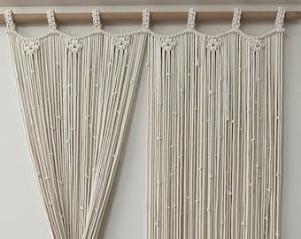 Custom Macrame Curtain: Bohemian Farmhouse Doorway Covering