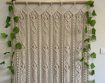 Handmade Macrame Doorway Curtain: Customizable Boho Home Decor