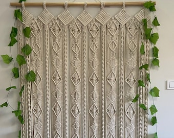 Macrame Doorway Curtain, Handmade Curtain, Customizable Size and Color, Bohemian Home Decor, Macrame Curtain Panel for Doors and Windows