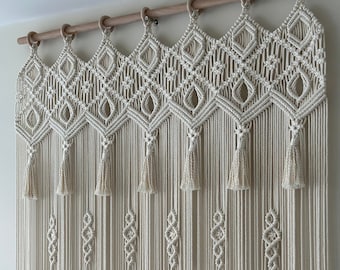 Cortina Macrame para puerta y ventana, Cortina Boho, Colgante de puerta Macrame, Color y tamaño personalizables, Cortina hecha a mano, Regalo del Día de las Madres