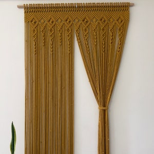 Custom Handmade Macrame Curtain in Mustard and More: Choose Your Color, Pattern&Size for Unique Bohemian Look in your Home