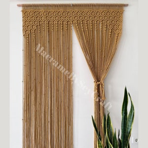 Mustard Macrame Curtain for Window or Door, Handmade Curtain, Custom Size and Color Macrame, Bohemian Curtain, Art Decor, Farmhouse Gift