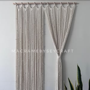 Handmade Macrame Window and Door Curtain, Bohemian Macrame Curtain, Farmhouse Decor, Custom Size, Pattern and Color, Gift for Home