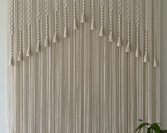 Bohemian Macrame Curtain: Custom Doorway Room Divider