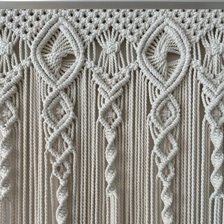Tenda Decorativa In Macramè ANMINY – Fatta A Mano In Cotone, Con Nappe E Anelli In Legno, 97x200 Cm, Divisorio Per Pareti O Porte