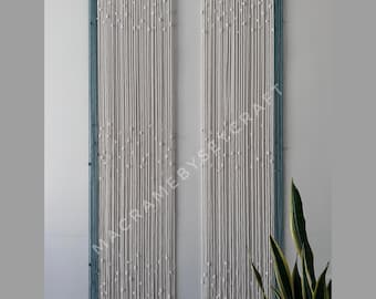 Handmade Macrame Curtain Pair: Customizable Boho Window or Door Divider