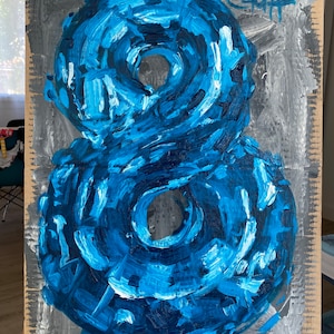 Peinture à l’huile « Chiffre huit » sur carton, ouvre unique. 42,1x59,5 cm. Faite per Daria artiste 2021, signe par artiste