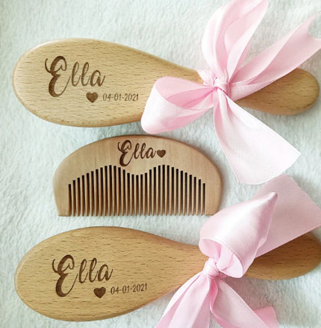 Personalised Wooden Baby Brush and Comb Set Baby Gifts Etsy