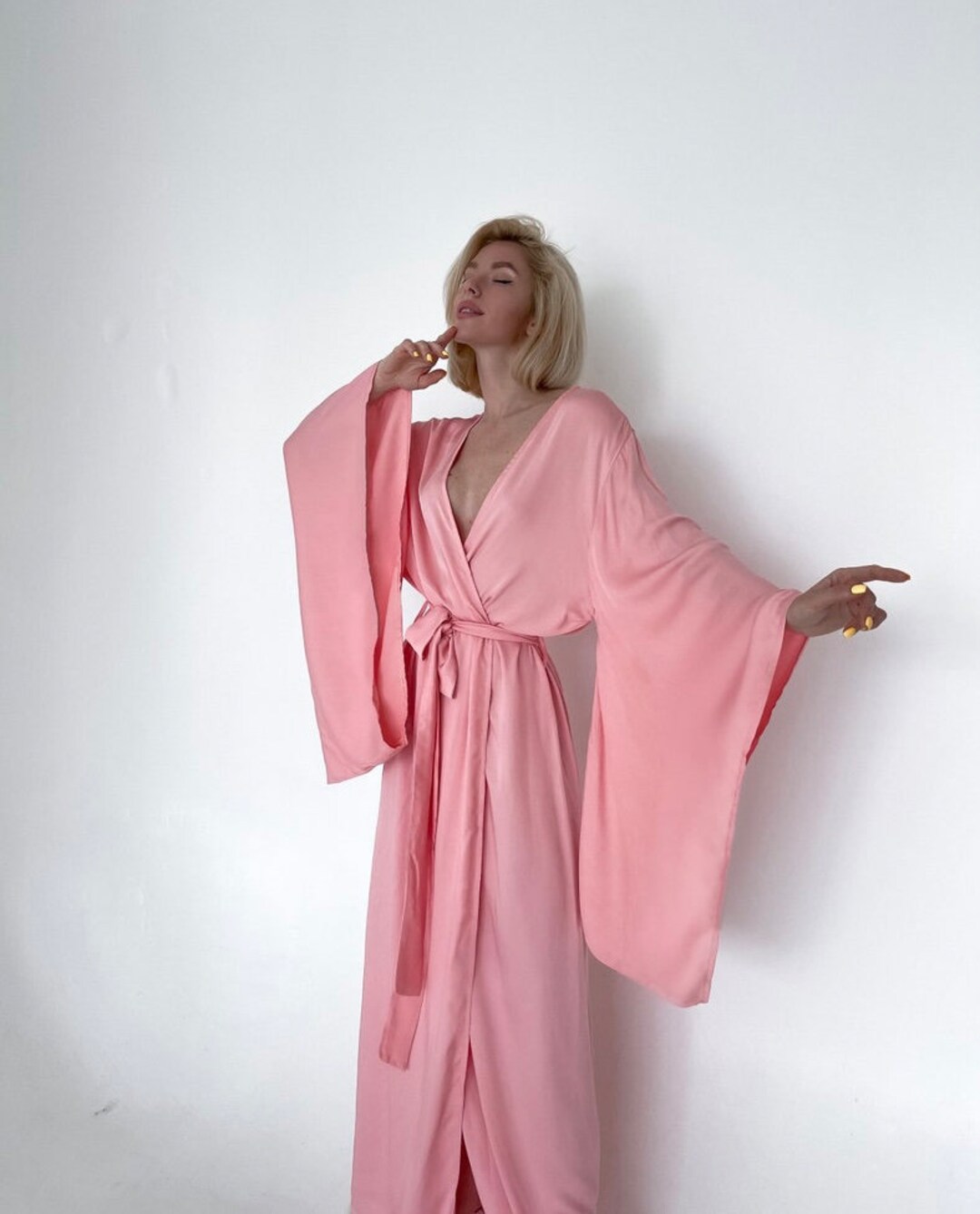 Silky Goth Robe Gothic Robe Red Silk Robe Long Etsy