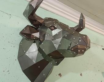 Metal Bull Head without welding. DXF Laser Cutting Template. Wall trophy