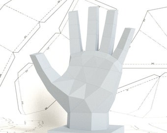 Low poly hand. Papercraft 3D