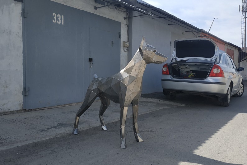 Chien Doberman en métal sans soudure. Gabarit de découpe laser DXF image 6