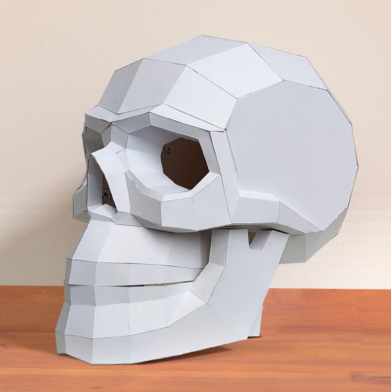 Skull papercraft template, Origami, PDF Download DIY image 3