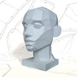 Cabeça baixa poli. Artesanato em papel 3D