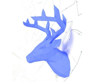 Deer head wall trophy papercraft template, Origami, DIY