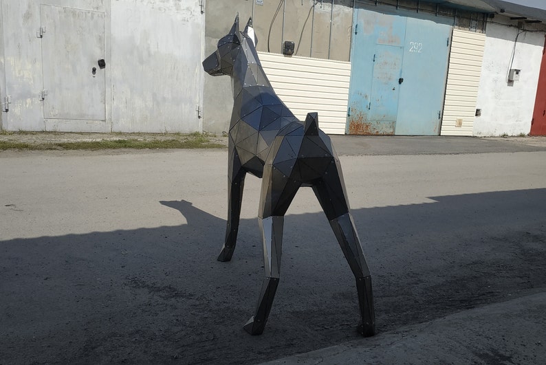 Chien Doberman en métal sans soudure. Gabarit de découpe laser DXF image 8