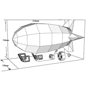 Luftschiff-Luftschiff. Papercraft 3D DIY Bild 5