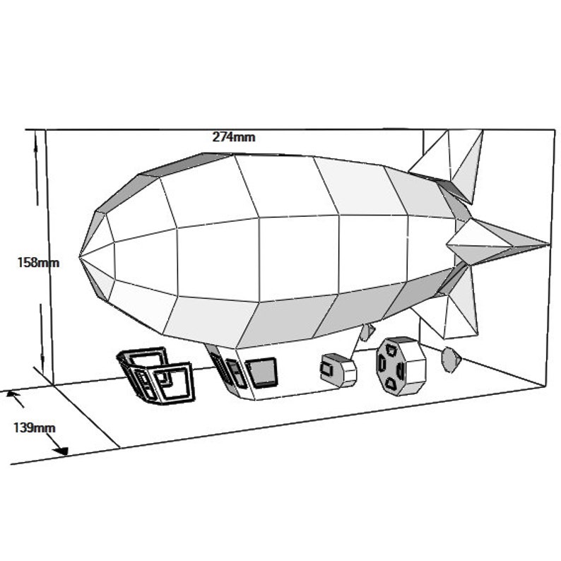 Luftschiff-Luftschiff. Papercraft 3D DIY Bild 5