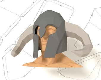 Viking Helmet with horns. Papercraft 3D. Cosplay DIY