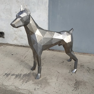 Chien Doberman en métal sans soudure. Gabarit de découpe laser DXF image 3