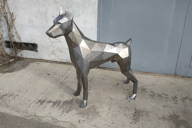 Chien Doberman en métal sans soudure. Gabarit de découpe laser DXF image 3