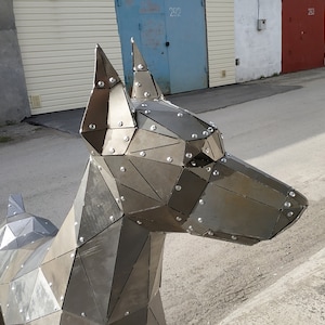 Chien Doberman en métal sans soudure. Gabarit de découpe laser DXF image 1