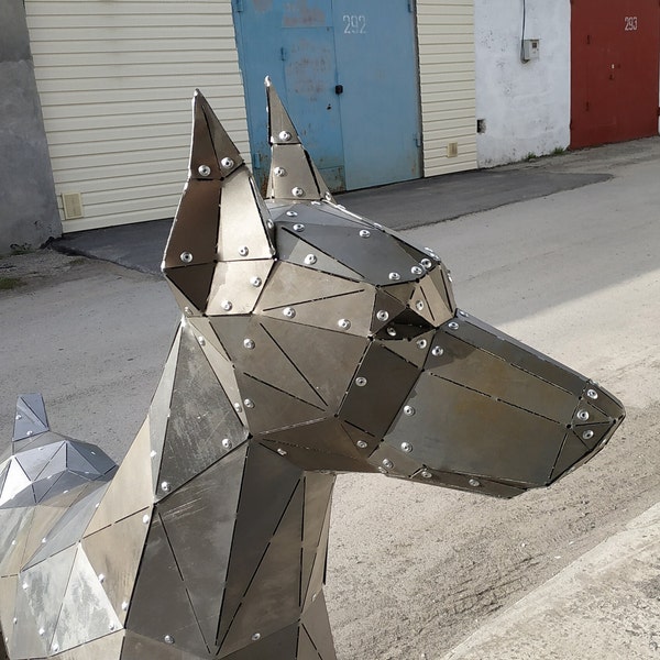 Metall Dobermann Hund ohne Schweißnähte. DXF Laserschnittvorlage